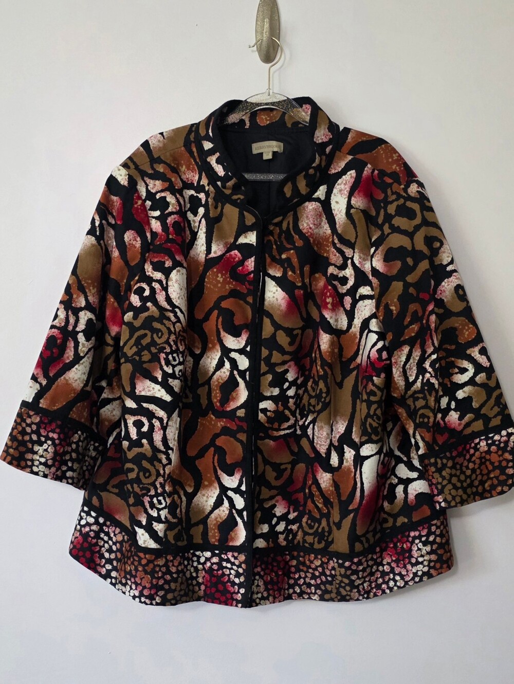 Kerrybrooke Blazer Jacket Abstract Animal Print Mob Wife Art To Wear Earthy 2X